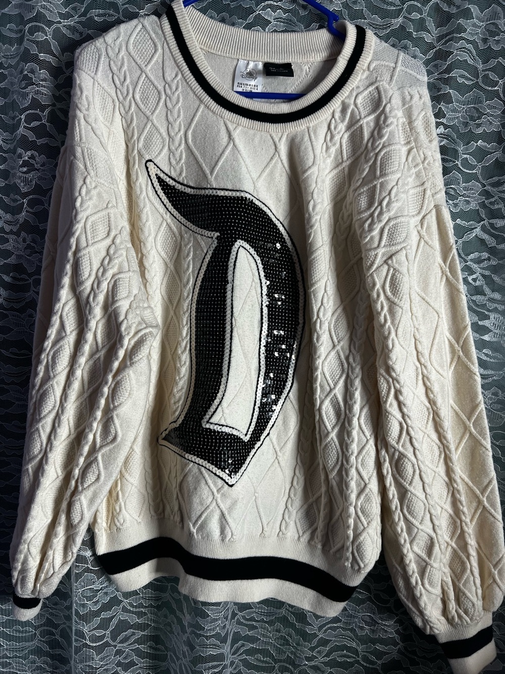 Disneyland Disney Parks Her Universe Cream Knitted Sequins Oversized Sweater XL